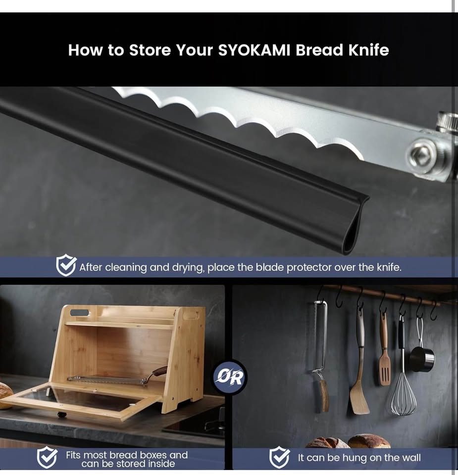 Left-Handed Bread Knife for Homemade Bread, World's 1st Real Bow-Design Sourdough Bread Slicer