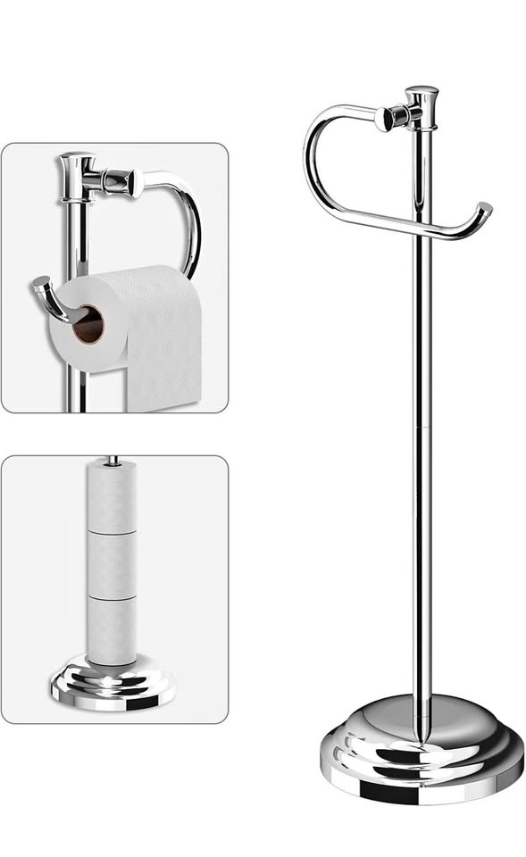 Toilet Paper Holder Free Standing Bathroom Toilet Tissue Holder Stand for Floor Toilet Paper Roll Ho