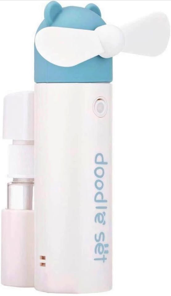 Handheld Mini Portable Misting Fan, USB Rechargeable, 1200mAh Battery for 6 Hrs Continuous Work (Blu