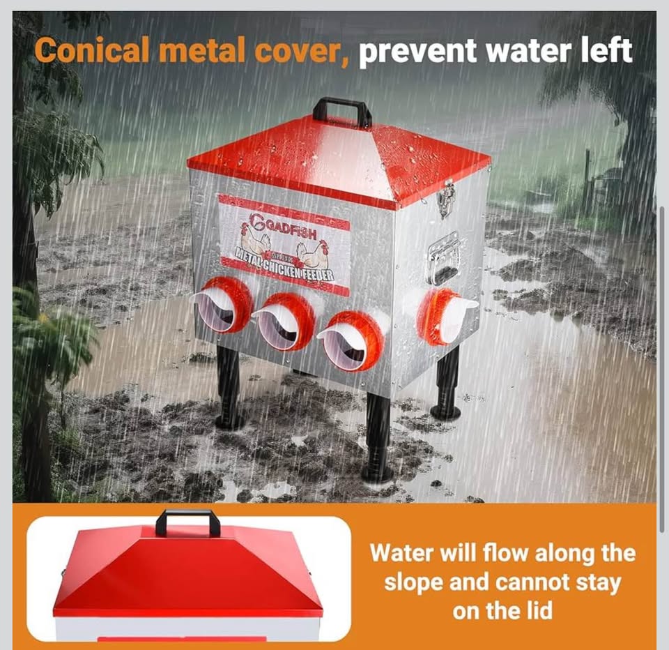 QADFISH 55 LBS Metal Chicken Feeder