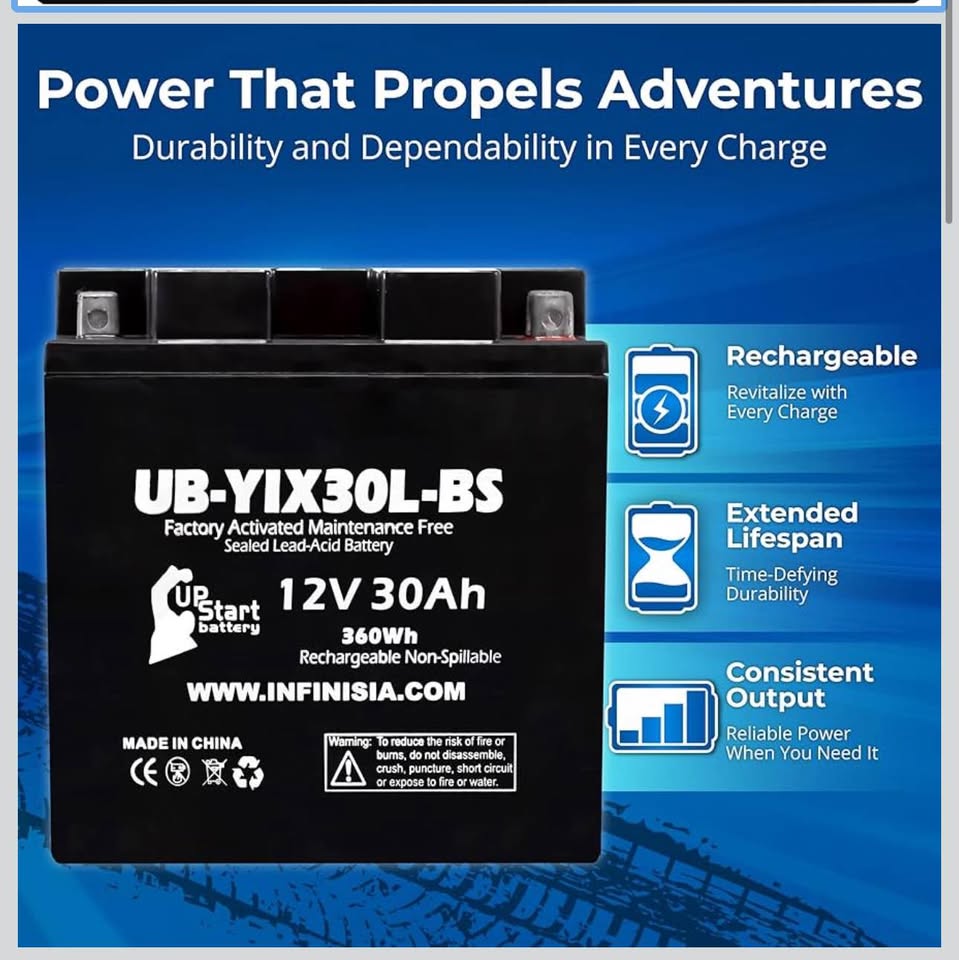 Replacement for YIX30L-BS Battery 12V 30AH SLA - Compatible with, 2014 Polaris Ranger, 2018 Polaris