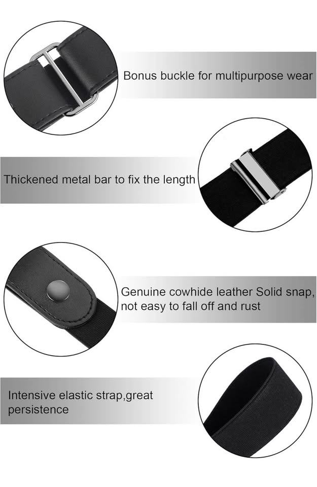 Syhood 5 Pieces No Buckle Belt for Women Men Free Buckle Adjustable Invisible Elastic Belts for Jean