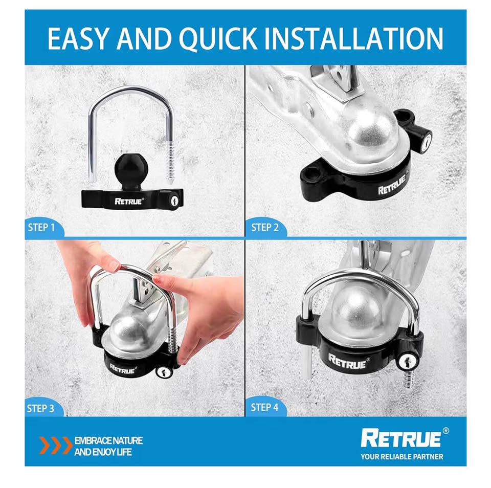 RETRUE Universal Coupler Lock Trailer Lock Ball Hitch Trailer Hitch Lock Adjustable Security Heavy-