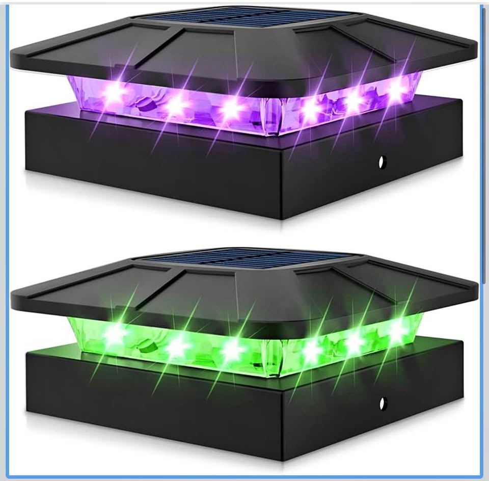 Peasur RGB Color Changing Solar Post Cap Lights Outdoor, 4Pack 4x4 Solar Powered Fence Light Waterp