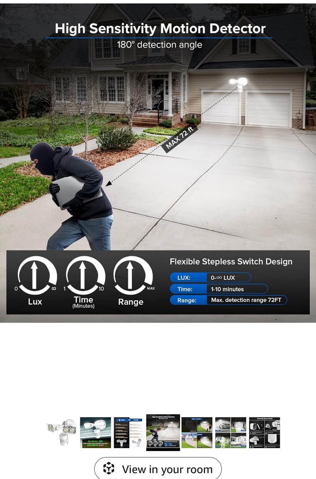 SANSI 18W 1800LM LED Motion Sensor Outdoor Lights, Energy Saving Security Light, 200W Equiv. 5000K D