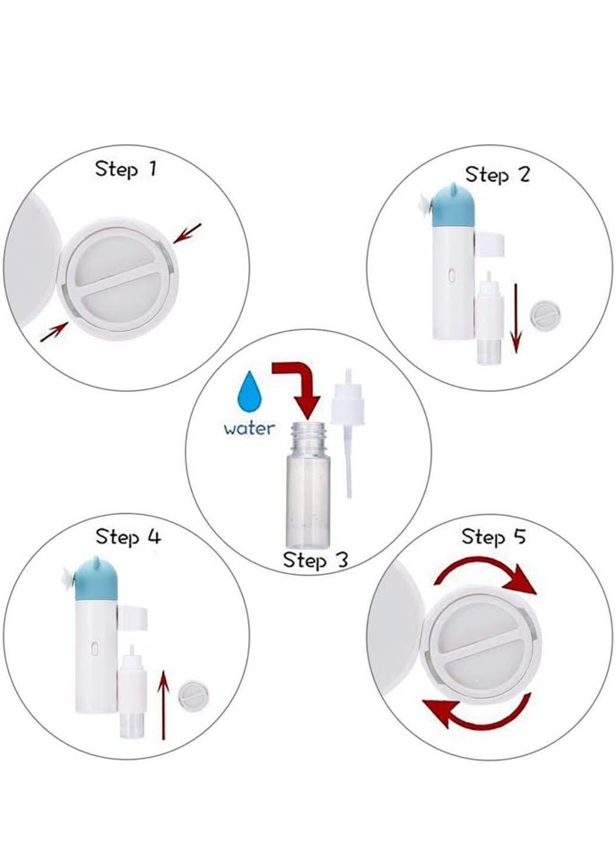 Handheld Mini Portable Misting Fan, USB Rechargeable, 1200mAh Battery for 6 Hrs Continuous Work (Blu
