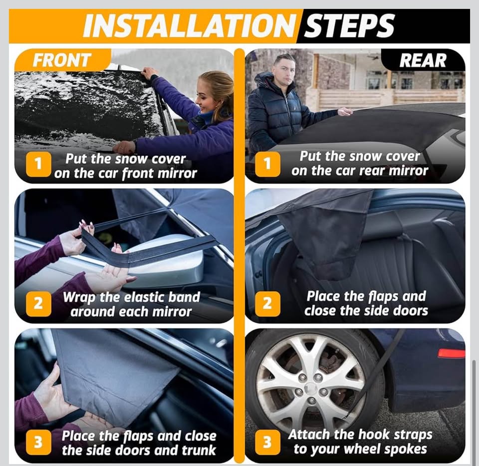 EcoNour Car Windshield Snow Cover Front | Upgraded 600D Oxford Fabric | Water, Heat