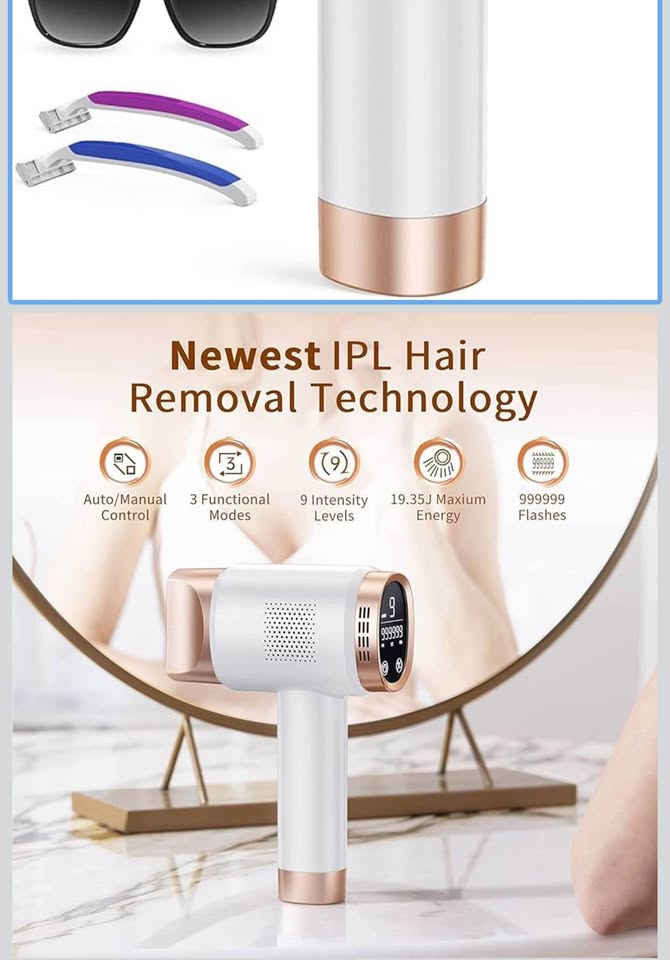 IPL Hair Removal Device Kit w/ Glasses Razors