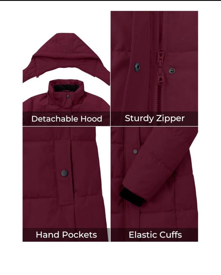 ZSHOW Wine Red Puffer Coat