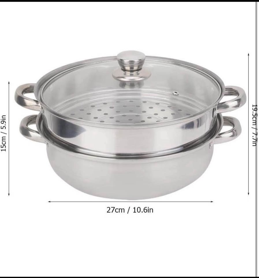 JSINEE Stainless Steel 2-Layer Steamer Pot 27cm/11in