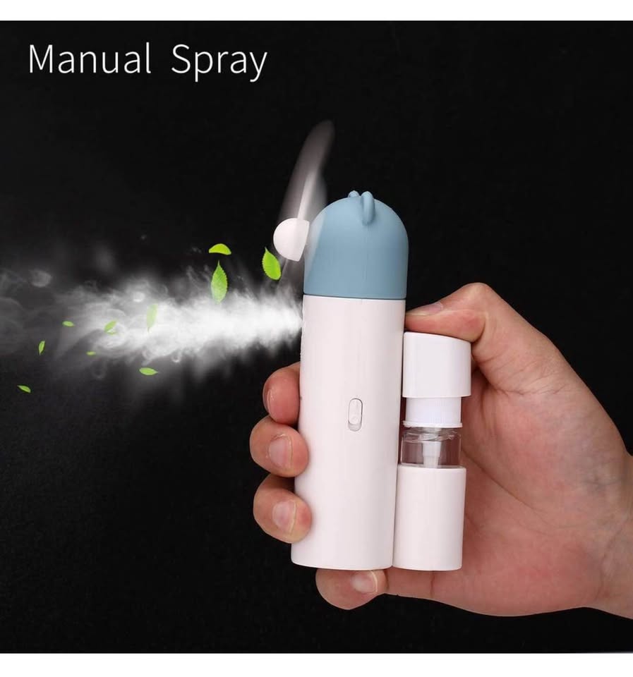 Handheld Mini Portable Misting Fan, USB Rechargeable, 1200mAh Battery for 6 Hrs Continuous Work (Blu