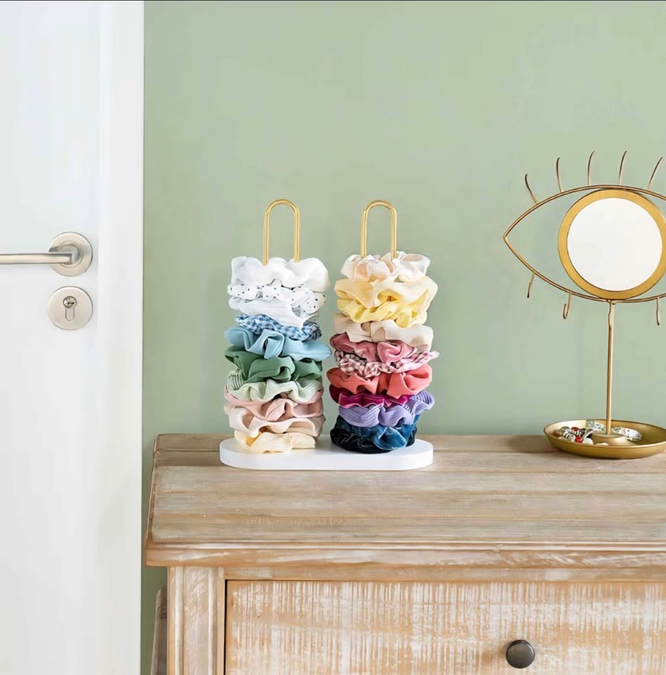 Dahey Scrunchie Holder Hair Tie Organizer Stand 2 Tier Modern Metal Hair Accessories Organizer