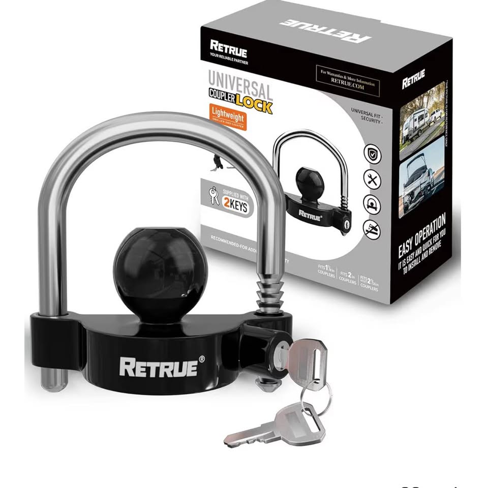 RETRUE Universal Coupler Lock Trailer Lock Ball Hitch Trailer Hitch Lock Adjustable Security Heavy-