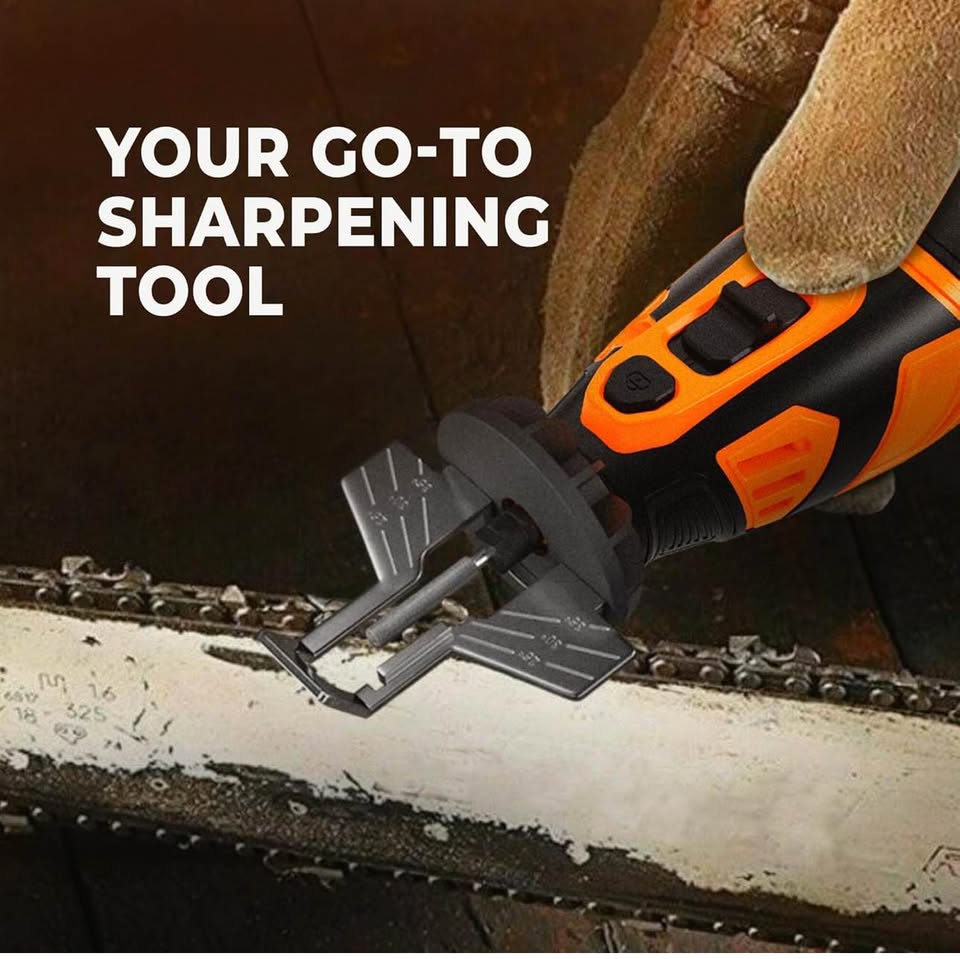 Sharp Pebble Electric Cordless Chainsaw Sharpener Kit - Comes with Chain Saw Sharpener Tool, 4 File