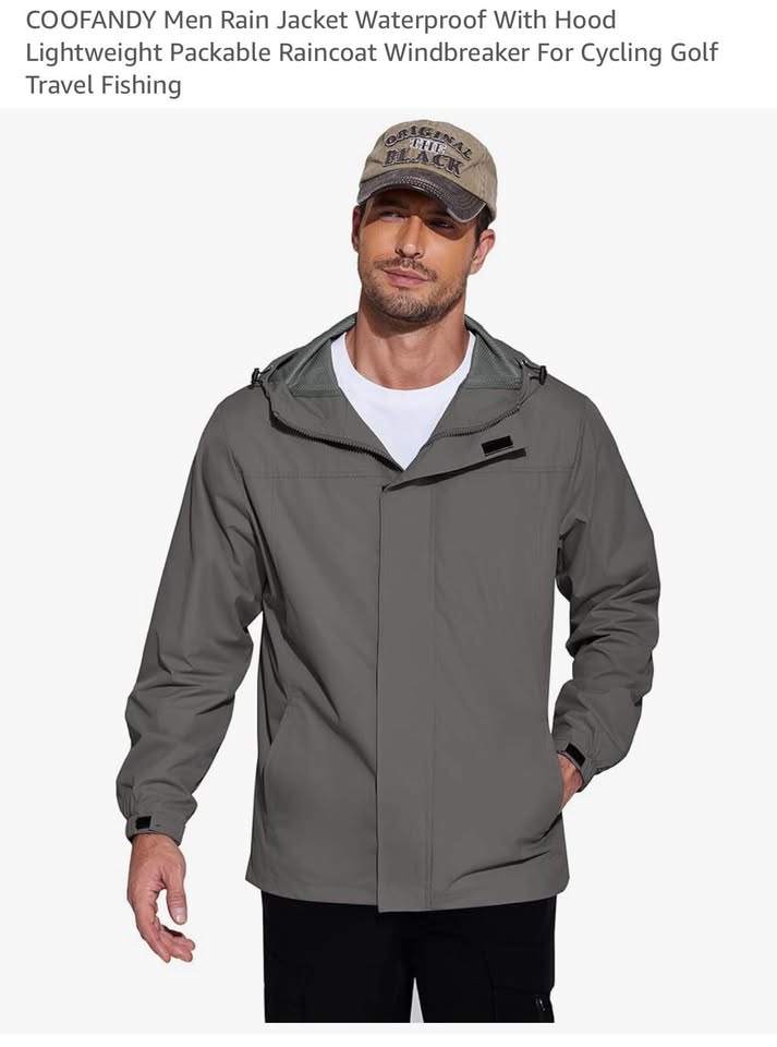 COOFANDY Men Rain Jacket Waterproof With Hood Lightweight Packable Raincoat Windbreaker For Cycling