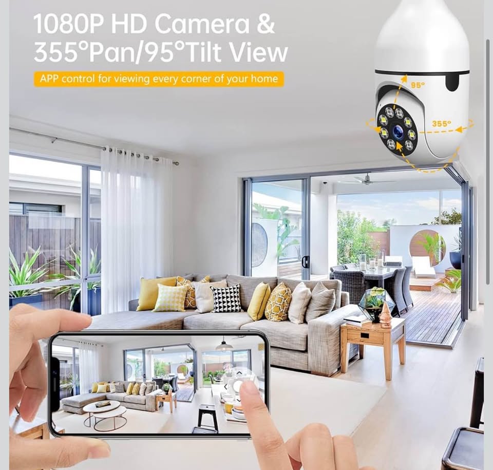 Camcamp Light Bulb Security Camera, HD 1080P Wireless WiFi Outdoor Security Cameraswith Smart Motion
