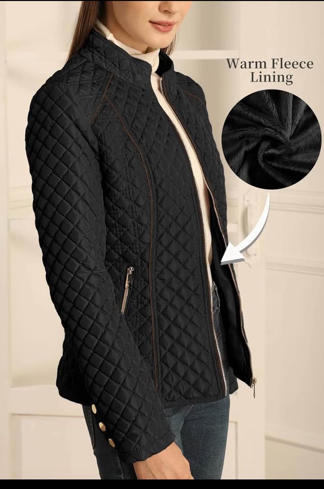 Black Quilted Jacket with Fleece Lining