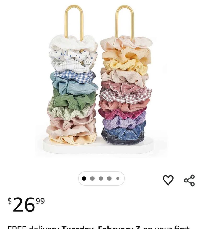 Dahey Scrunchie Holder Hair Tie Organizer Stand 2 Tier Modern Metal Hair Accessories Organizer