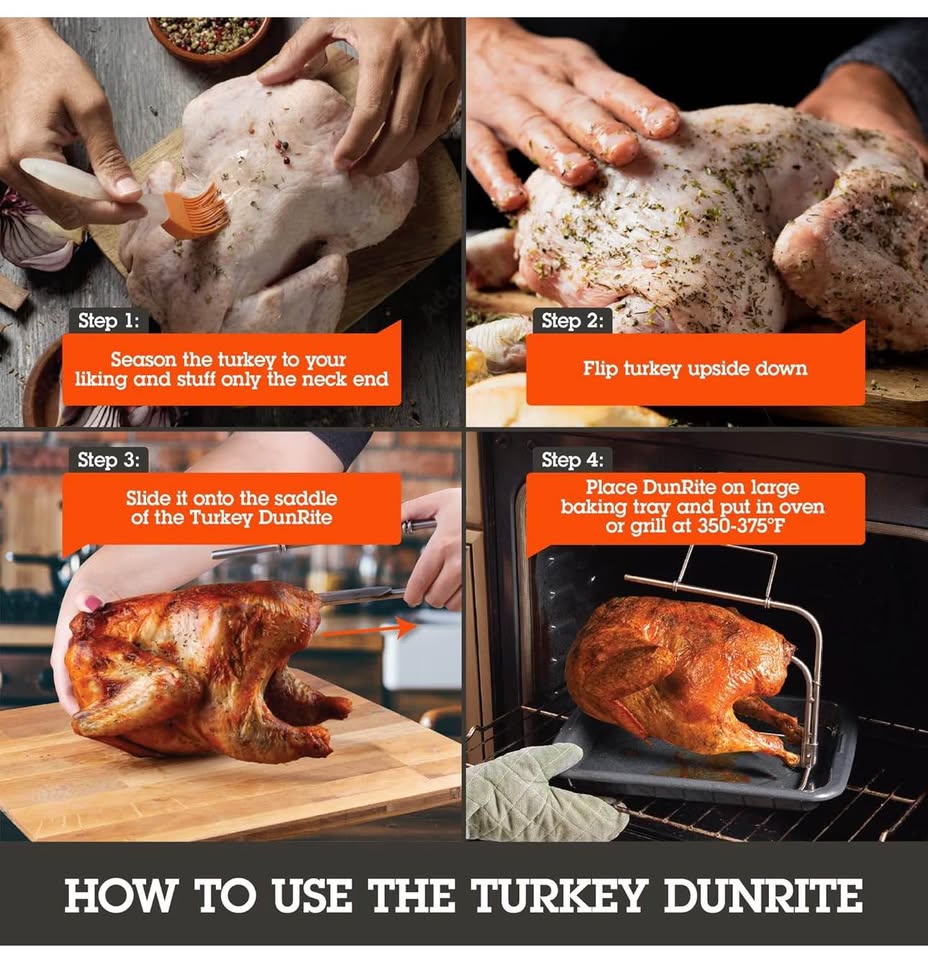 Turkey Roaster - Original Upside Down Turkey Dunrite Stainless Steel Cooker - Keeps Juices Inside Me