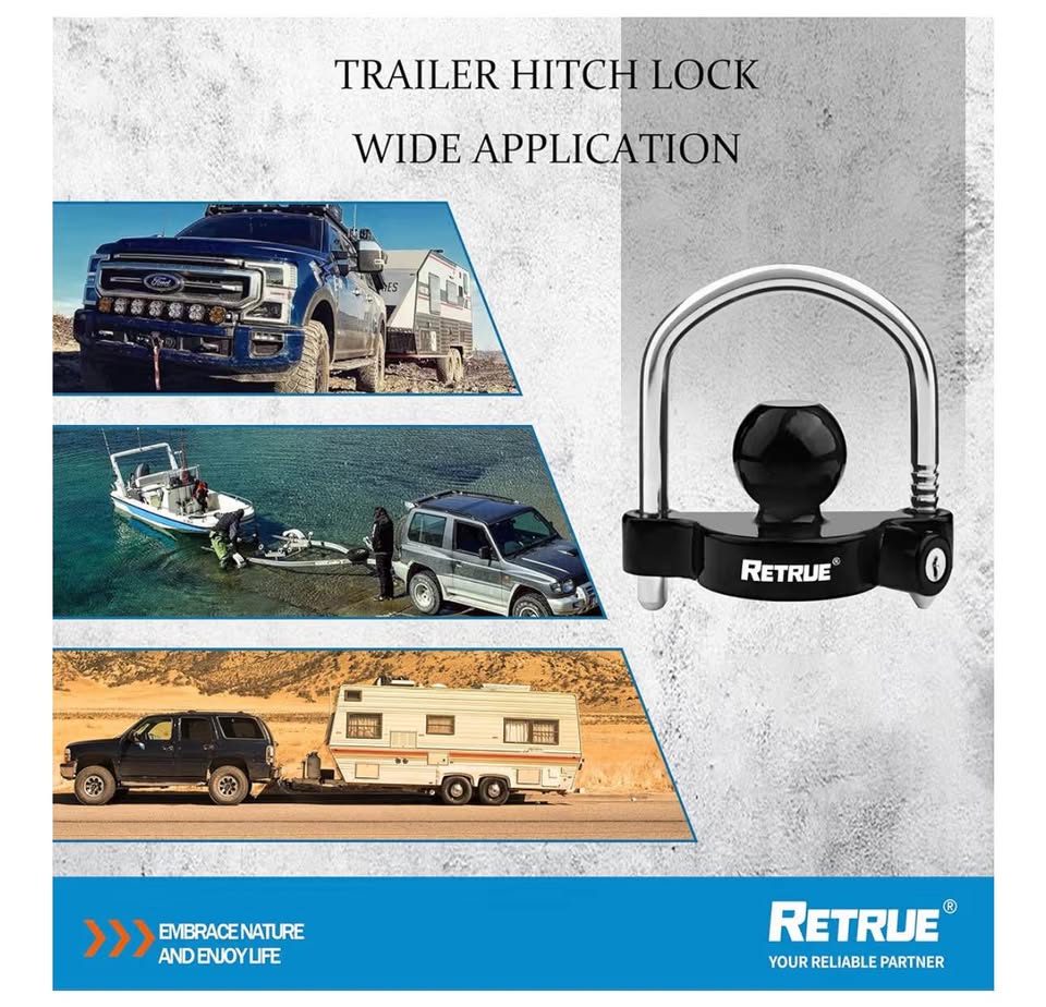 RETRUE Universal Coupler Lock Trailer Lock Ball Hitch Trailer Hitch Lock Adjustable Security Heavy-