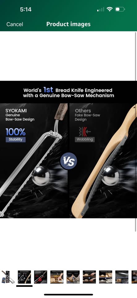 Left-Handed Bread Knife for Homemade Bread, World's 1st Real Bow-Design Sourdough Bread Slicer