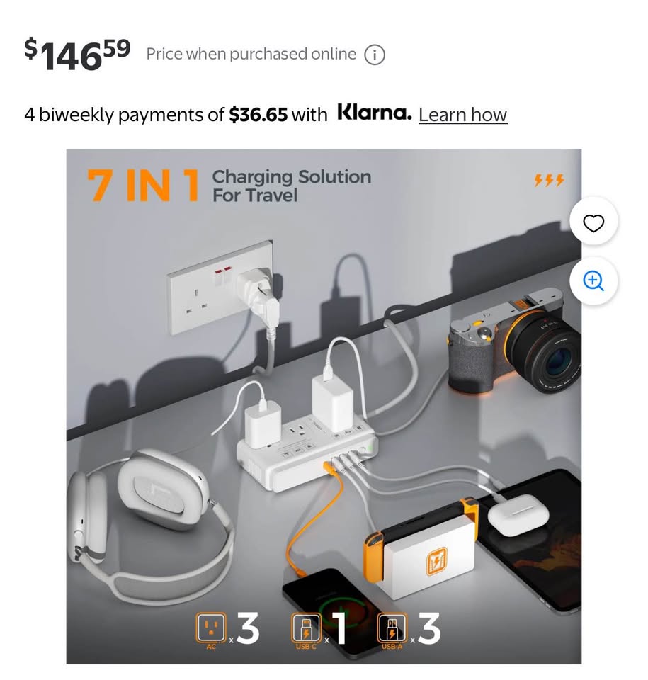 220V to 110V Voltage Converter,TrevoltyUniversal Travel Adapter with 4 USB Ports (1 USB C), 3 AC Soc