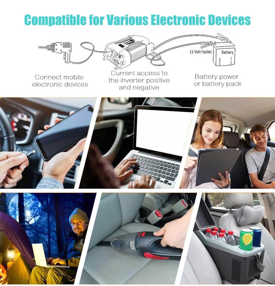 6000W Car Power Inverter 12V DC to 110V AC Power Sine Wave Converter Transformer