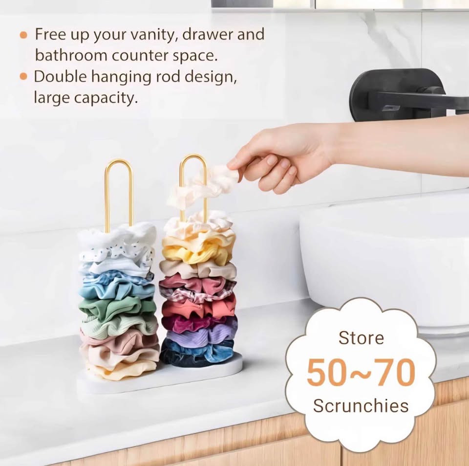Dahey Scrunchie Holder Hair Tie Organizer Stand 2 Tier Modern Metal Hair Accessories Organizer