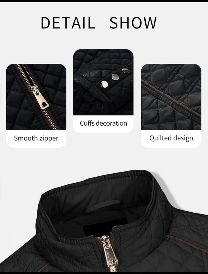 Black Quilted Jacket with Fleece Lining