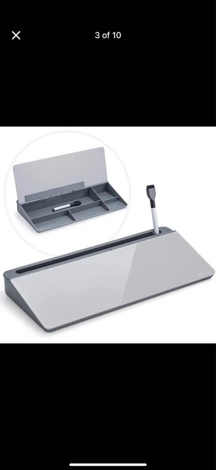 Glass Desk Organizer Whiteboard with Storage