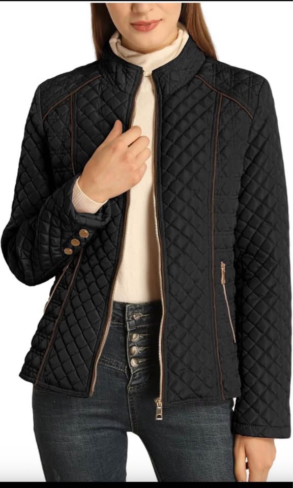 Black Quilted Jacket with Fleece Lining