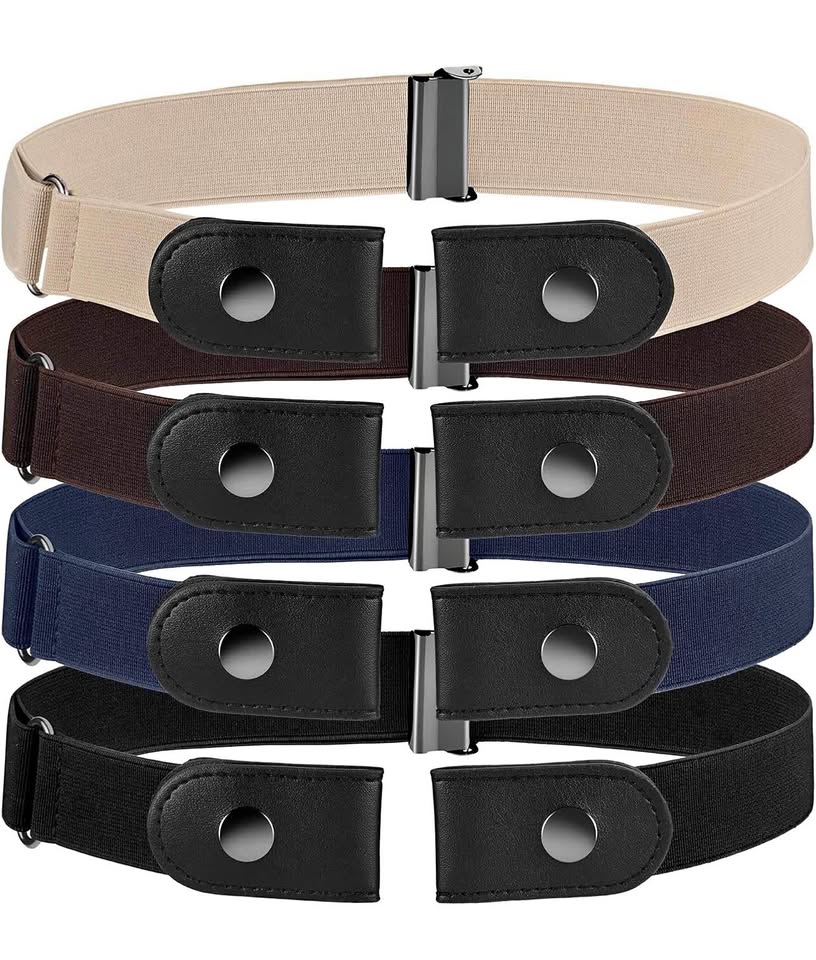 Syhood 5 Pieces No Buckle Belt for Women Men Free Buckle Adjustable Invisible Elastic Belts for Jean