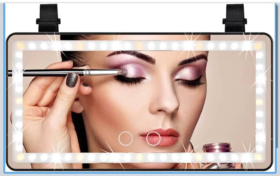 Car Mirror Visor Vanity with Rechargeable LED Light,Car Visor Vanity Mirror,Makeup Mirror with 3 Lig