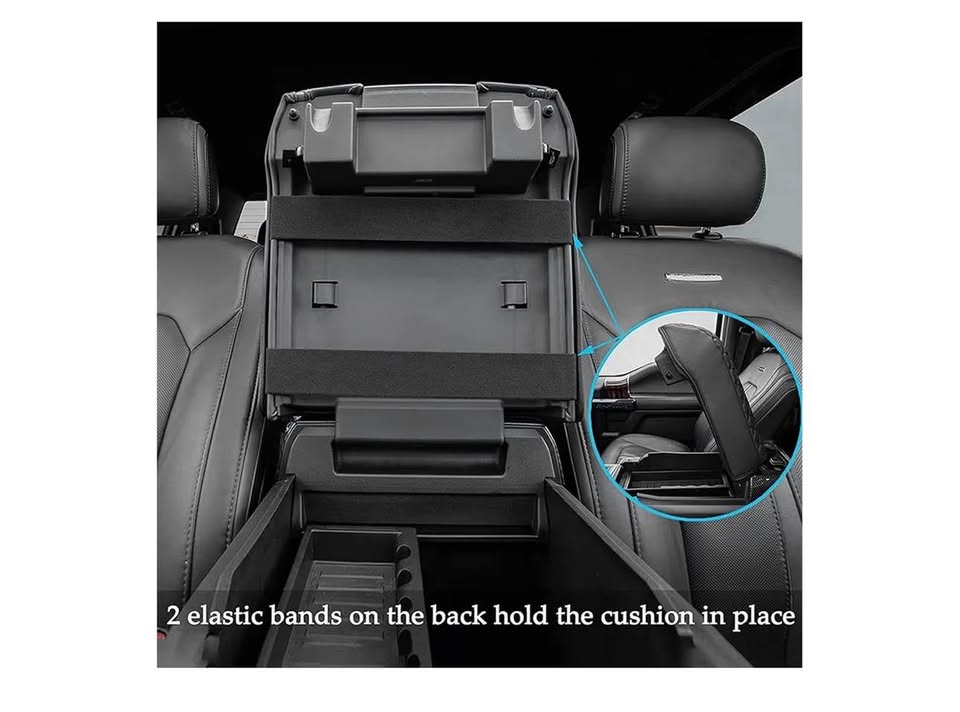 Center Console Cover for 2015-2020 F250 F350 F450 | Leather Arm Rest Box Lid Protector