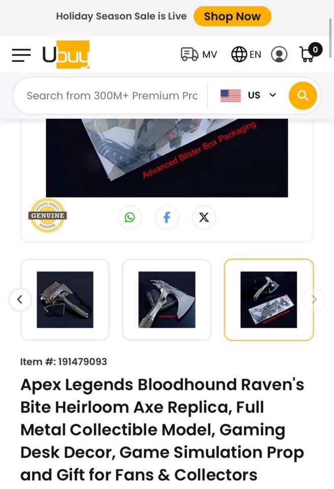 Apex legends Bloodhound raven’s Bite Heirloom axe replica