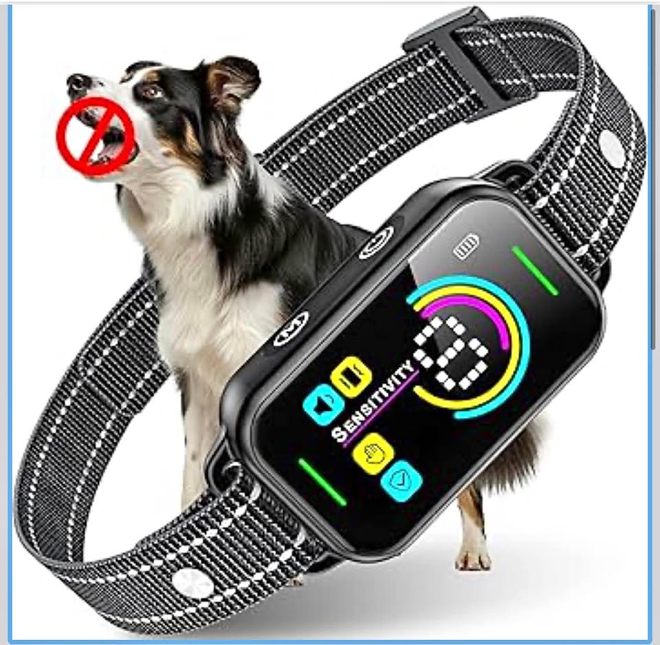 DINJOO Bark Collar, Dog Bark Collar for Large Medium Small Dogs,Smart Bark Collar,Rechargeable Anti