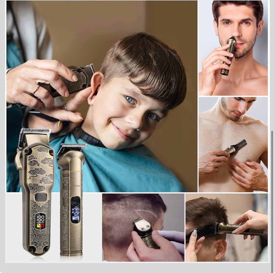 Hatteker Professional Hair Clippers for Men Beard Trimmer Clippers and Trimmer Set Waterproof T-Blad