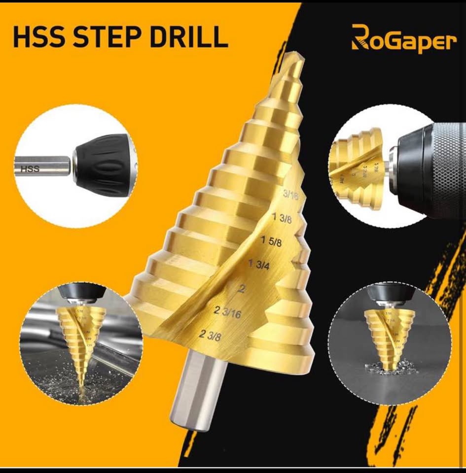 Brand new Spiral Groove Step Drill Bit 1/4” to 2-3/8”