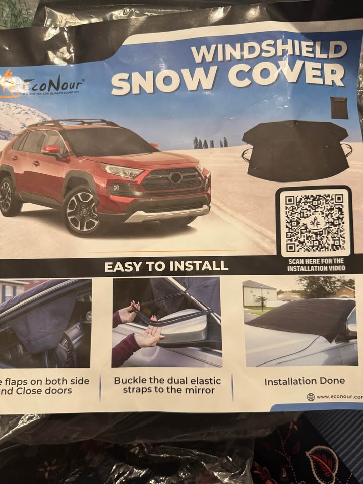 EcoNour Car Windshield Snow Cover Front | Upgraded 600D Oxford Fabric | Water, Heat