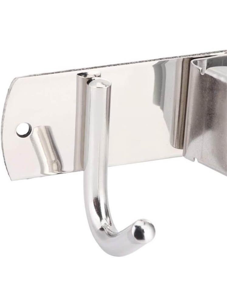 FTVOGUE 304 Stainless Steel Mop Holder, Wall Mount Broom Rack with 4 Hooks, Heavy Duty Mop Organizer