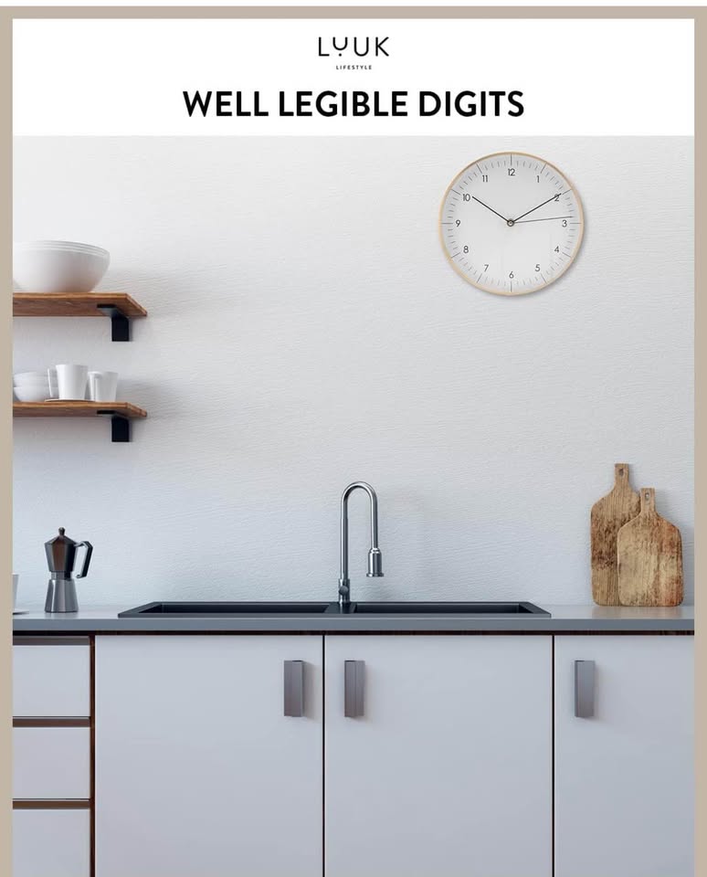 LUUK LIFESTYLE Silent Quartz Wall Clock 31 cm White Gold