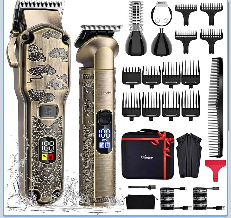 Hatteker Professional Hair Clippers for Men Beard Trimmer Clippers and Trimmer Set Waterproof T-Blad
