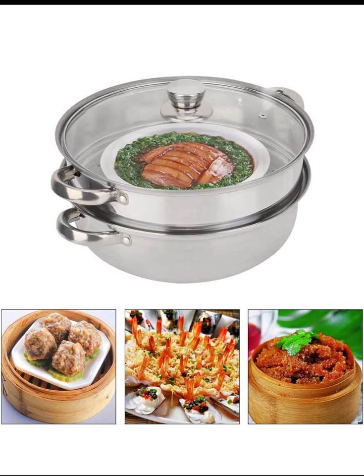 JSINEE Stainless Steel 2-Layer Steamer Pot 27cm/11in