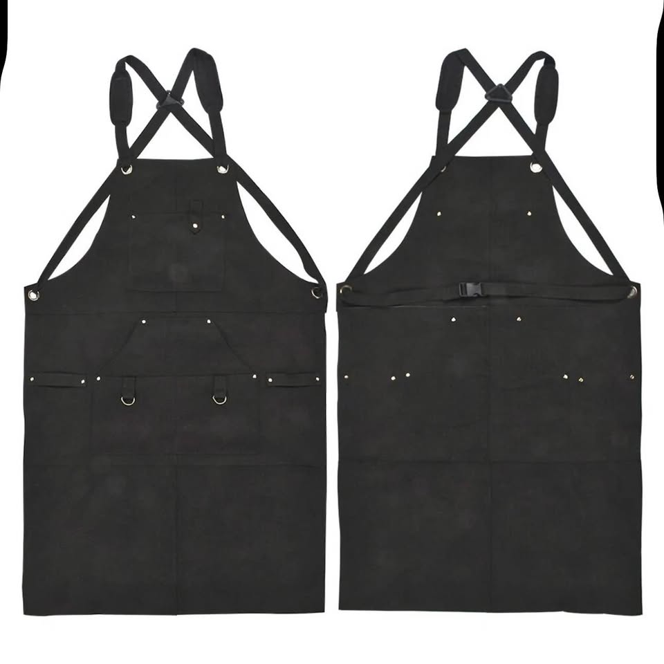 Heavy Duty Waxed Canvas Work Apron for men Rugged & Water-Resistant Black