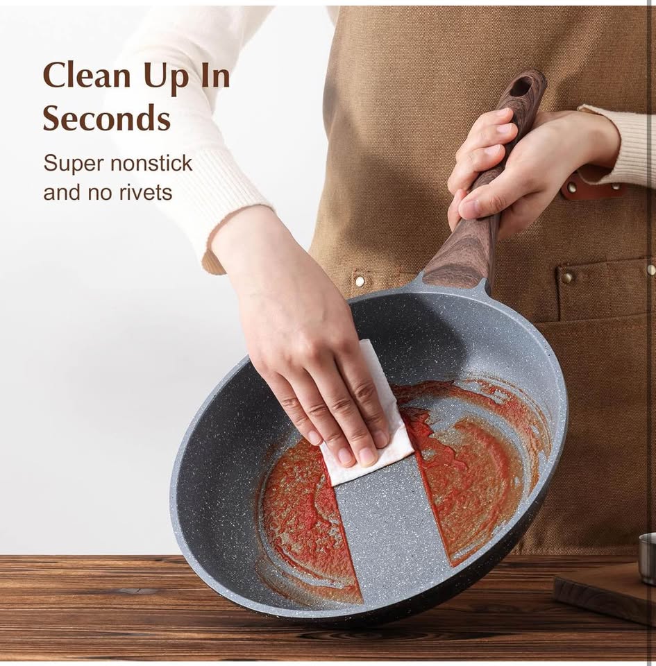 SENSARTE 12.5 Inch Nonstick Frying Pan Skillet, Swiss Granite Coating Omelette Pan, Healthy Stone Co