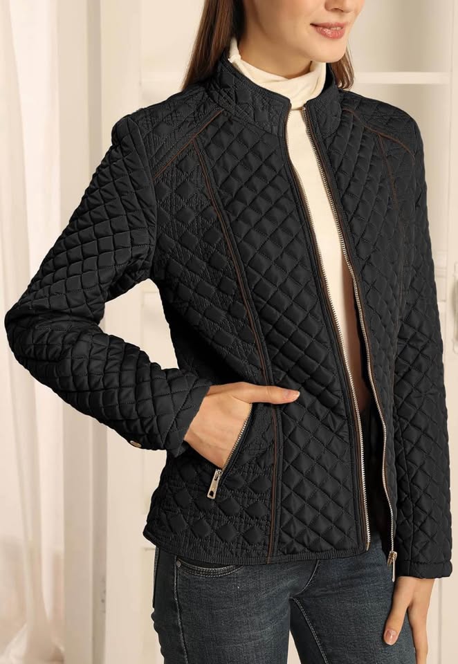Black Quilted Jacket with Fleece Lining