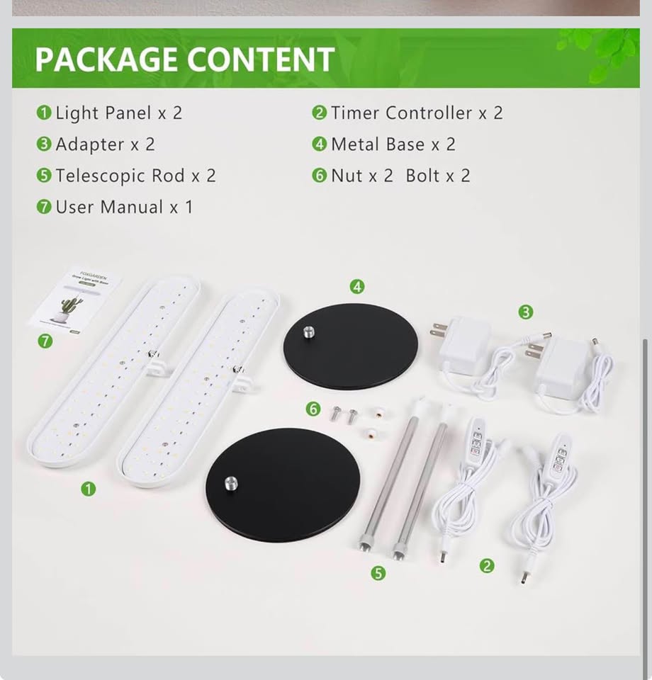 FOXGARDEN Grow Light, Full Spectrum LED Plant Light with Base, 26" Height Adjustable Growing Lamp wi
