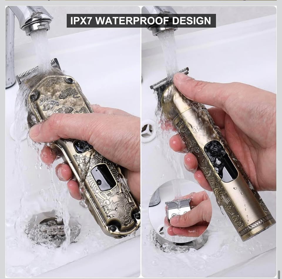 Hatteker Professional Hair Clippers for Men Beard Trimmer Clippers and Trimmer Set Waterproof T-Blad