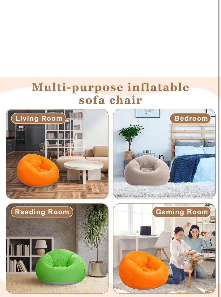 Realspring 6 Pcs Bean Bag Chairs for Adults Inflatable Chairs with Electric Air Pump,Blow up Couch