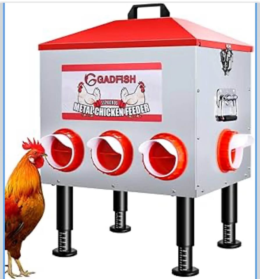 QADFISH 55 LBS Metal Chicken Feeder